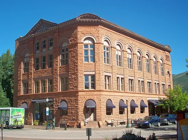 The historic red-brick Wheeler Opera House in Aspen