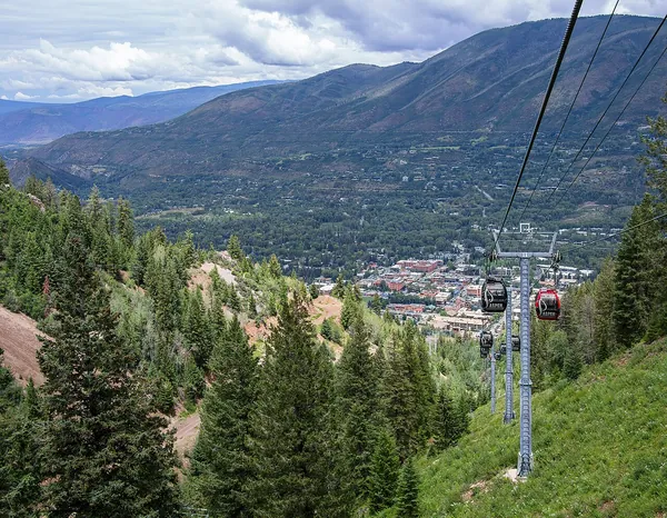 Silver Queen Gondola cabins climbing Aspen Mountain