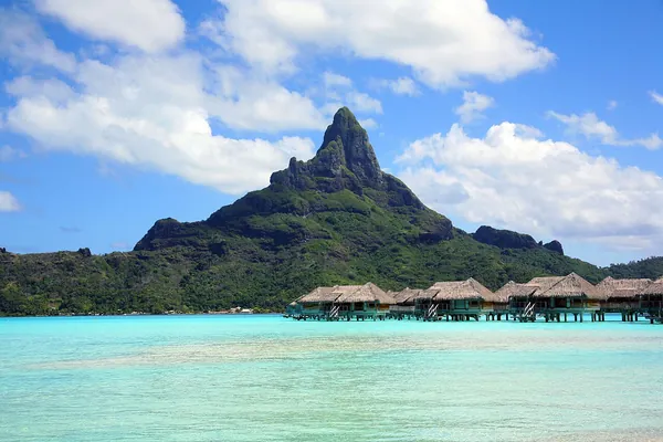 Mount Otemanu across the turquoise lagoon, Bora Bora