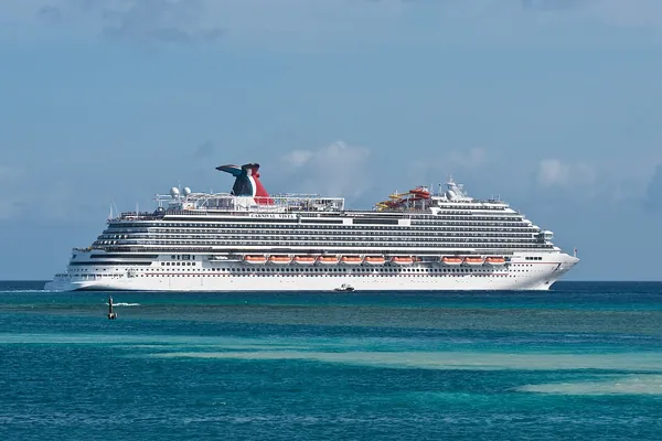 Carnival Vista on turquoise water off Oranjestad, Aruba