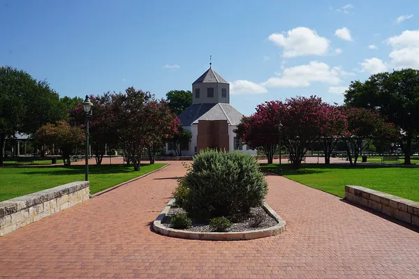 The octagonal Vereins Kirche and Marktplatz in Fredericksburg, Texas