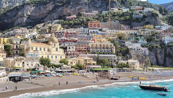Colorful houses of Positano stacked above the sea on the Amalfi Coast