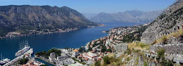 Kotor’s old town and the Bay of Kotor seen from the city walls, Montenegro
