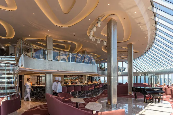 The two-story Top Sail Lounge reserved for MSC Yacht Club guests on MSC Seaside