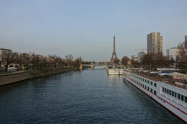 Boats and bridges along the Seine River in Paris
