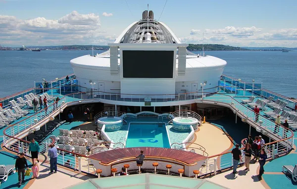 The Movies Under the Stars screen above the Neptune pool on Golden Princess