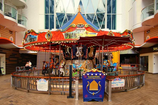 The hand-carved carousel on the open-air Boardwalk of Harmony of the Seas