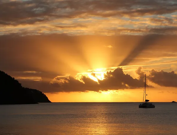 Golden sunset over Rodney Bay, Saint Lucia