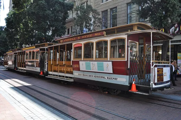 Cable cars lined up on Powell Street in San Francisco