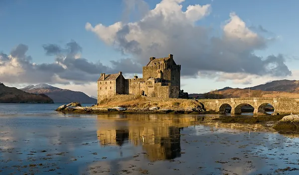 Eilean Donan Castle reflected in still water, Scottish Highlands