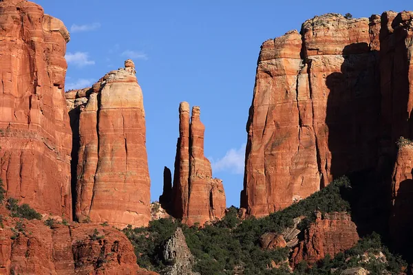 Towering red rock spires at Cathedral Rock in Sedona