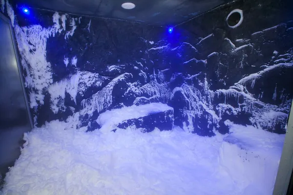 Snow-covered walls of the Snow Grotto in the Nordic spa on Viking Star