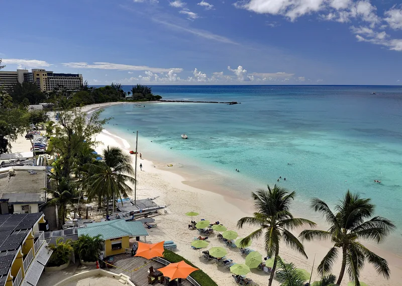 Turquoise water and beach at Carlisle Bay, Barbados