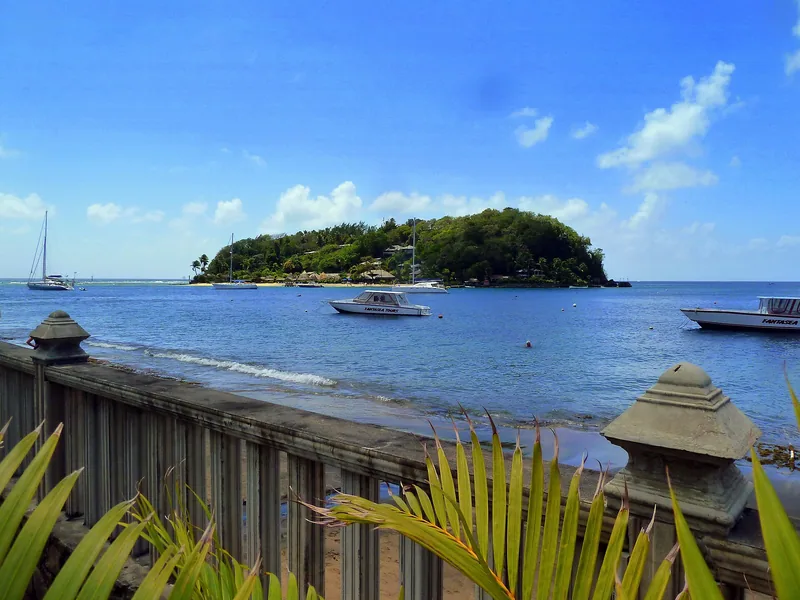 Turquoise water and Young Island off Saint Vincent