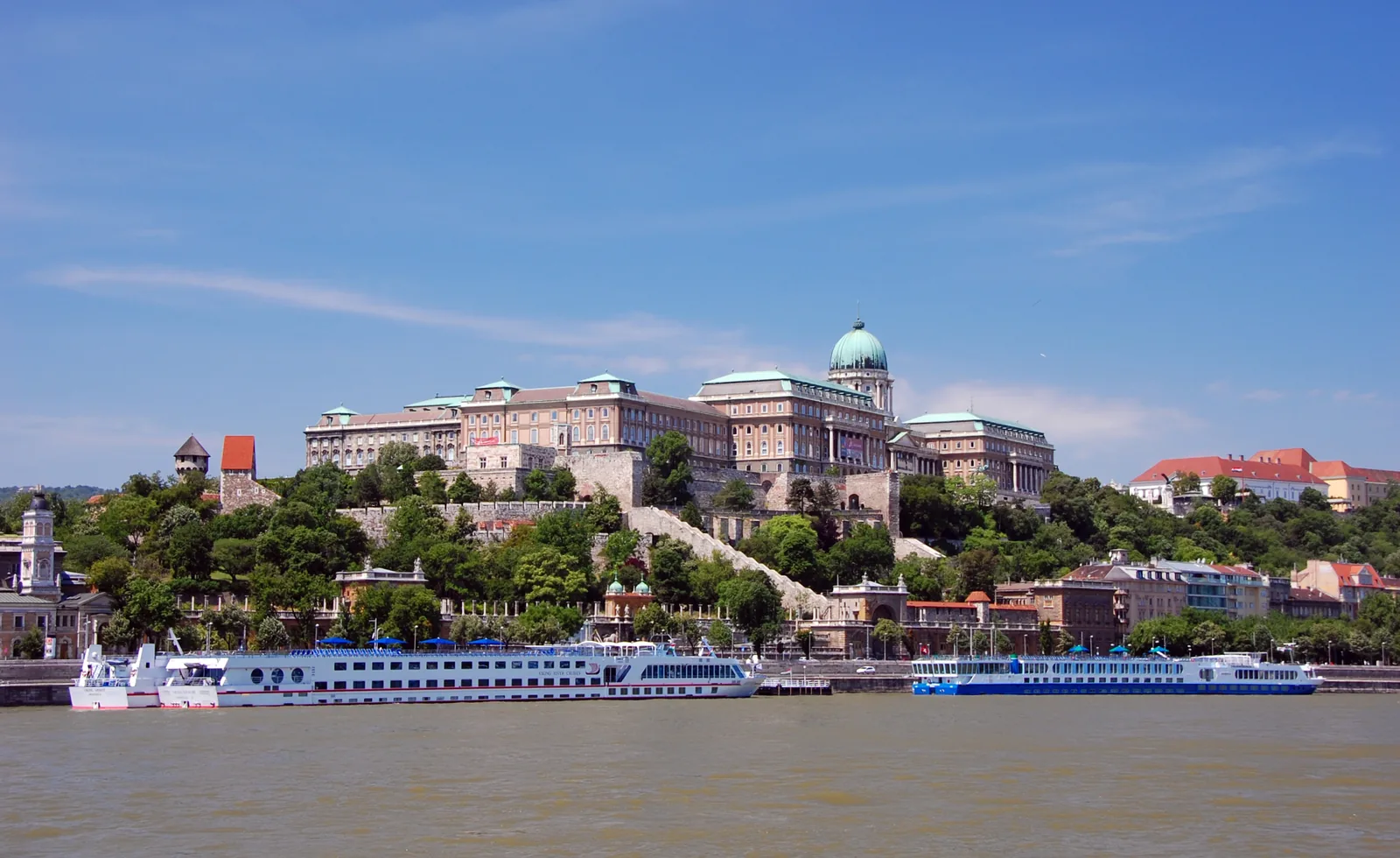 Viking river ship on the Danube below Buda Castle, Budapest